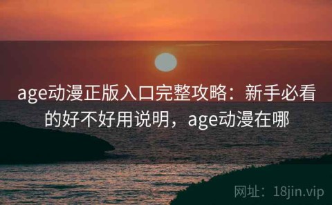age动漫正版入口完整攻略：新手必看的好不好用说明，age动漫在哪